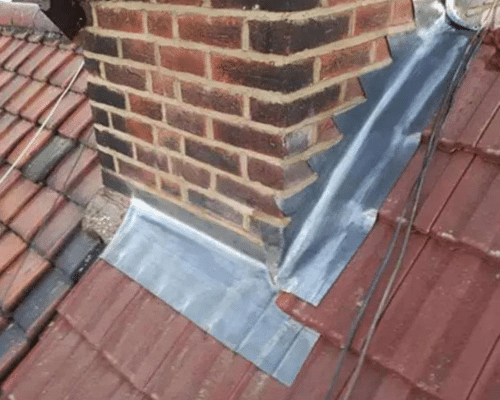 chimney repaired with leadflashing